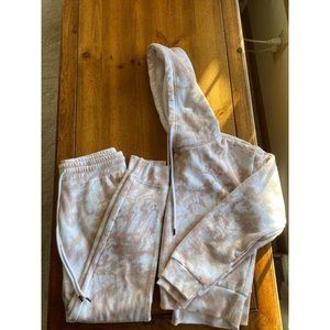 Tie Dye Hoodie and Sweatpants Set Tan/Brown